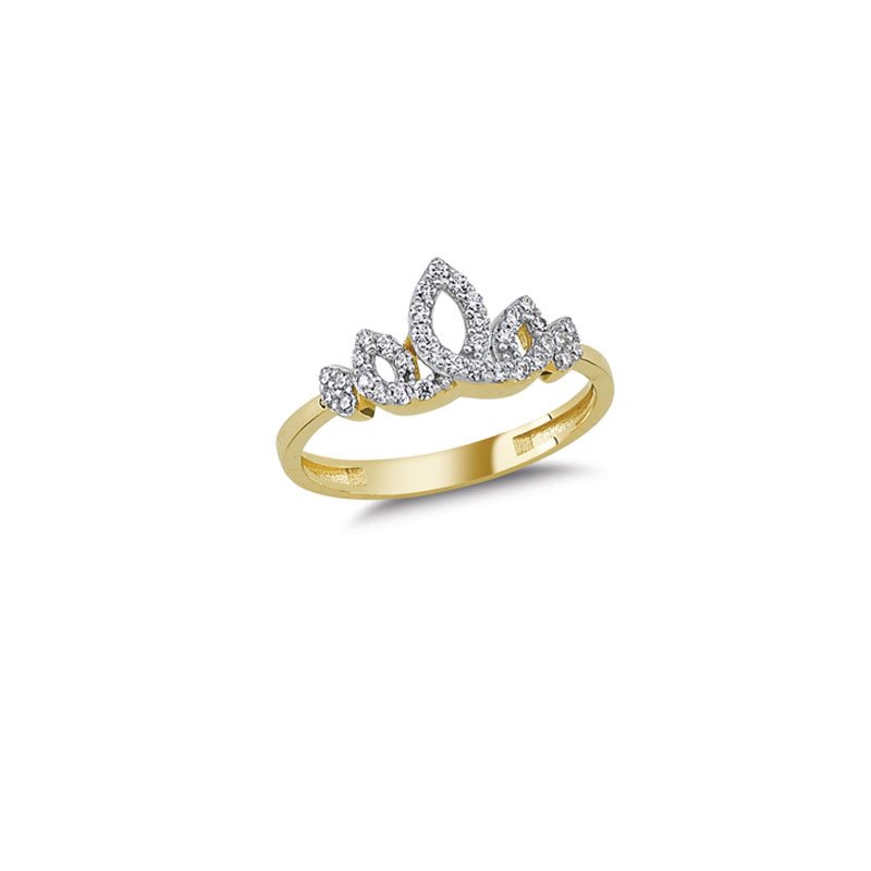 Beelo Gold 14K Altın Taşlı Oval Yüzük