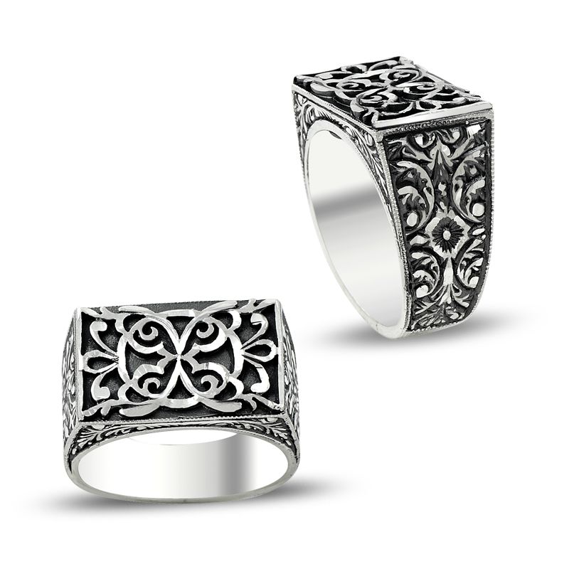 Beelo Silver 925K Gümüş Erzurum El işi Erkek Yüzük