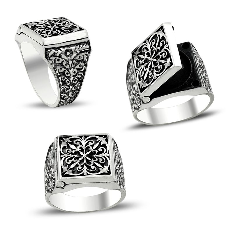 Beelo Silver 925K Gümüş Erzurum El işi Erkek Yüzük