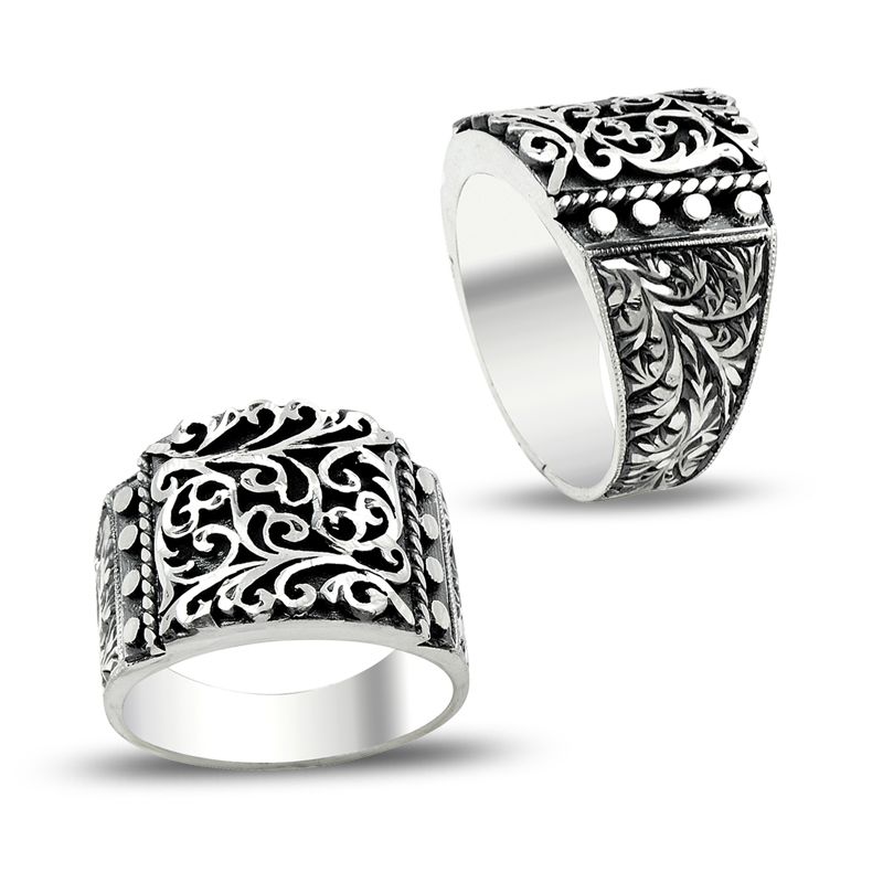 Beelo Silver 925K Gümüş Erzurum El işi Erkek Yüzük