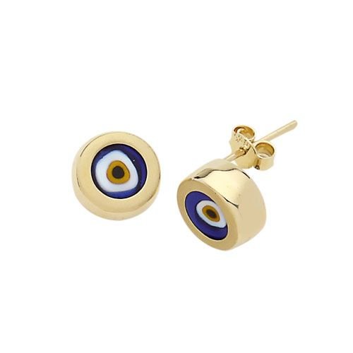 Beelo Gold 14K Altın Seramik Nazar Küpe EGZ005