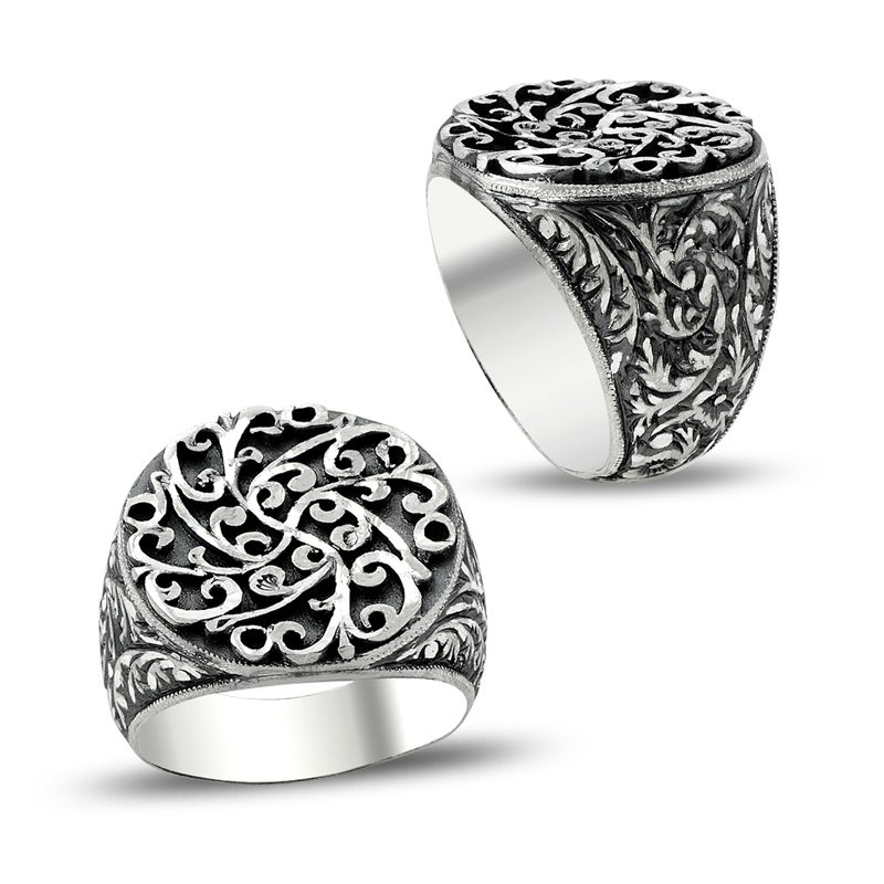Beelo Silver 925K Gümüş Erzurum El işi Erkek Yüzük