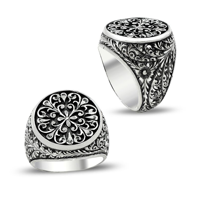 Beelo Silver 925K Gümüş Erzurum El işi Erkek Yüzük
