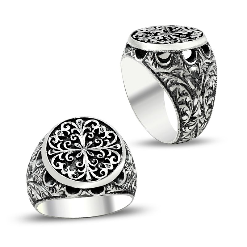Beelo Silver 925K Gümüş Erzurum El işi Erkek Yüzük
