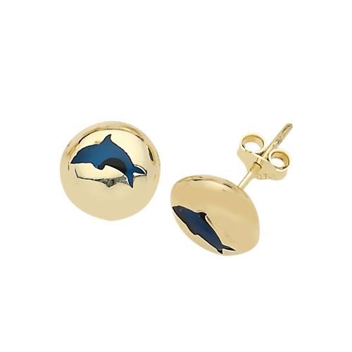 Beelo Gold 14K Altın Yunus Göz Boncuğu Nazar Küpe EGZ010