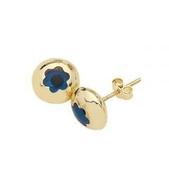 Beelo Gold 14K Altın Papatya Göz Boncuğu Nazar Küpe EGZ012