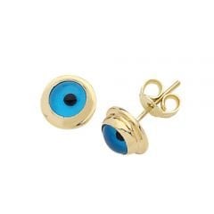 Beelo Gold 14K Altın Göz Boncuğu Nazar Küpe EGZ013