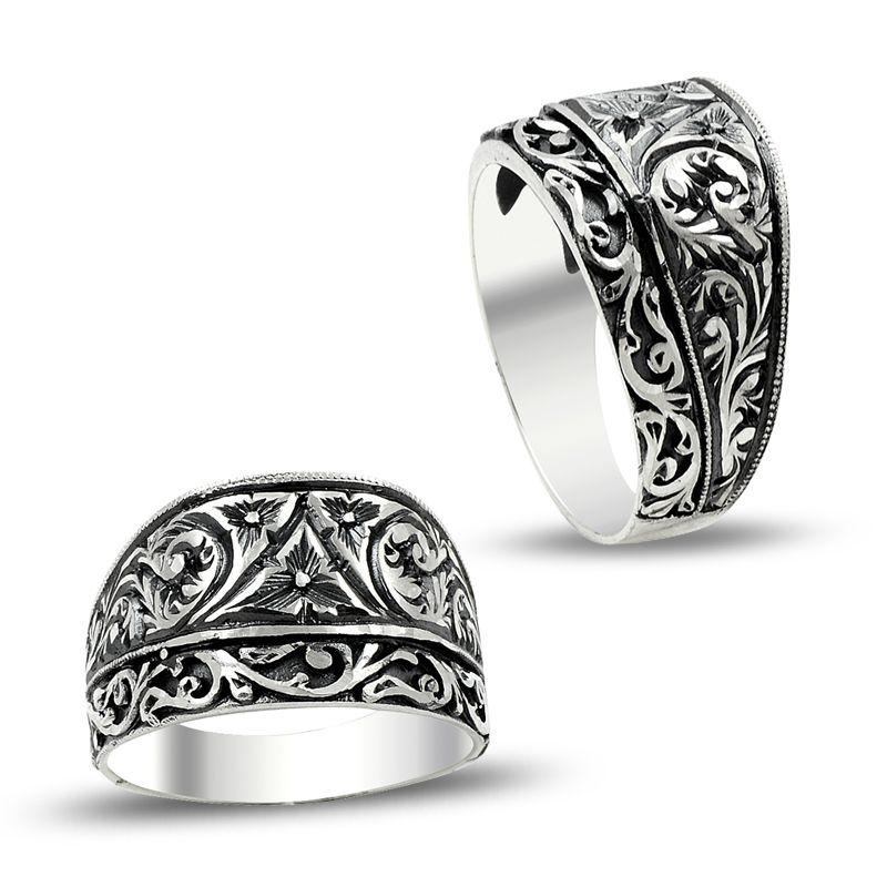 Beelo Silver 925K Gümüş Erzurum El işi Erkek Yüzük