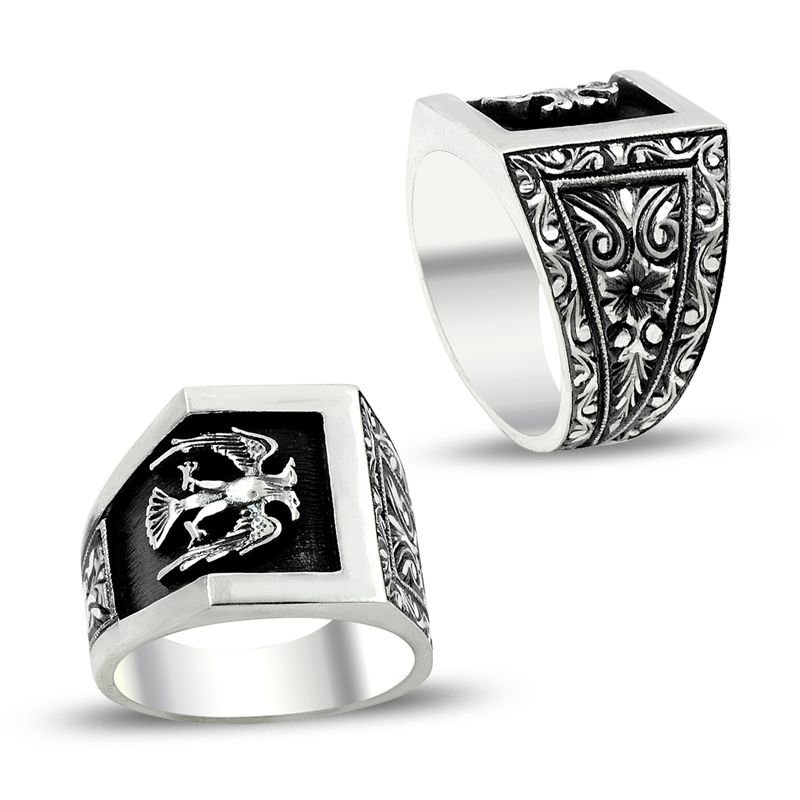 Beelo Silver 925K Gümüş Erzurum El işi Erkek Yüzük