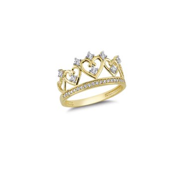 Beelo Gold 14K Altın Taşlı Kalp Yüzük