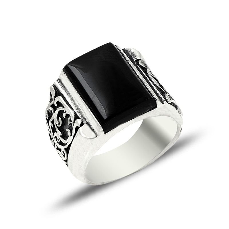 Beelo Silver 925K Gümüş Erzurum El işi Oniks Erkek Yüzük