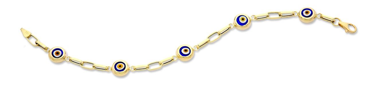 Beelo Gold 14K Altın Seramik Göz Nazar Bileklik
