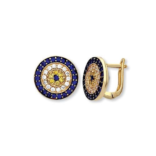 Beelo Gold 14K Altın Taşlı Sinyora Nazar Küpe ESNY003