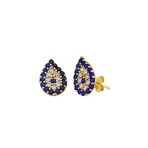 Beelo Gold 14K Altın Taşlı Sinyora Damla Nazar Küpe ESNY009