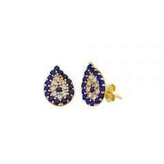 Beelo Gold 14K Altın Taşlı Sinyora Damla Nazar Küpe ESNY009
