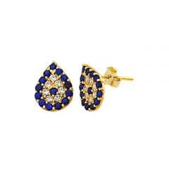 Beelo Gold 14K Altın Taşlı Sinyora Damla Nazar Küpe ESNY013