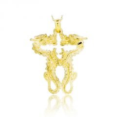 Beelo Gold 14K Altın İkiz Ejderha Kolye