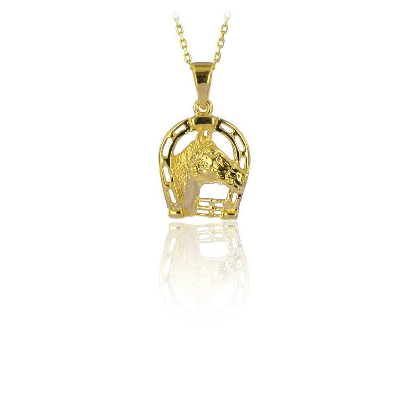 Beelo Gold 14K Altın Nal At Şans Kolye