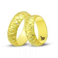 Beelo Gold 14K Altın Fantazi Alyans Yüzük BGHBD005