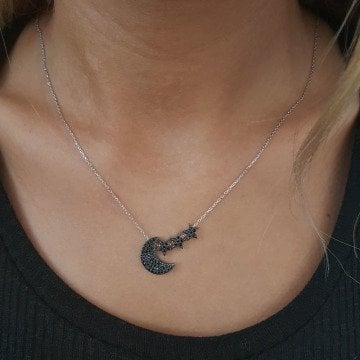 Beelo Silver Gümüş 925K Gümüş Tasarım Ay Yıldız Kolye