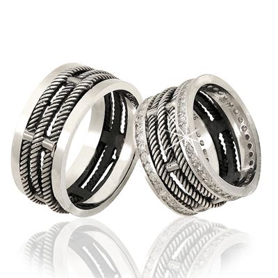 Beelo Silver 925K Gümüş İkili Alyans Yüzük