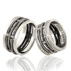 Beelo Silver 925K Gümüş İkili Alyans Yüzük