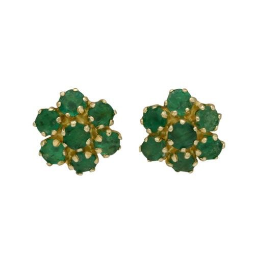 Beelo Gold 14K Altın Hastaşlı Zümrüt Küpe EHT002