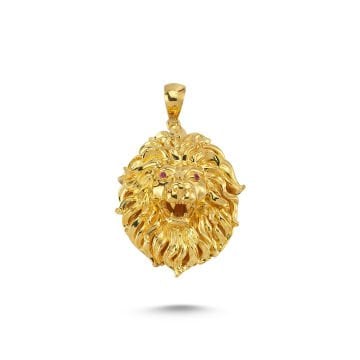 Beelo Gold 14K Altın Aslan Başı Taşlı Kolye Ucu