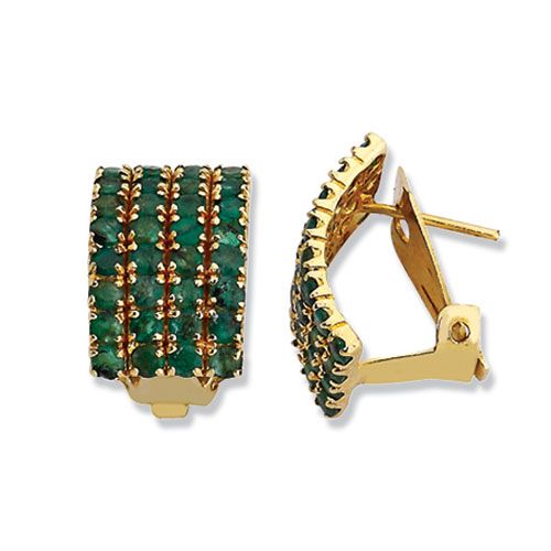 Beelo Gold 14K Altın Hastaşlı Zümrüt Küpe EHT006