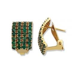 Beelo Gold 14K Altın Hastaşlı Zümrüt Küpe EHT006