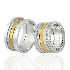 Beelo Silver 925K Gümüş İkili Alyans Yüzük