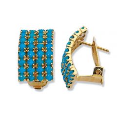 Beelo Gold 14K Altın Hastaşlı Turkuaz Küpe EHT007