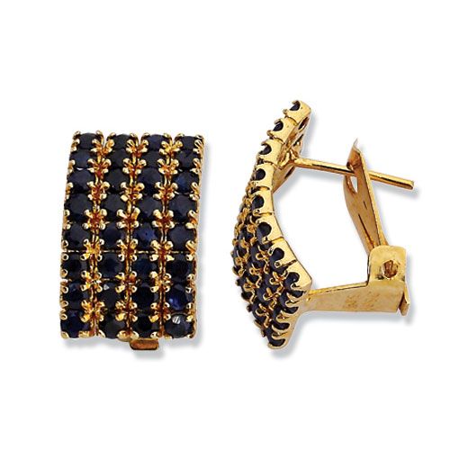 Beelo Gold 14K Altın Hastaşlı Safir Küpe EHT008