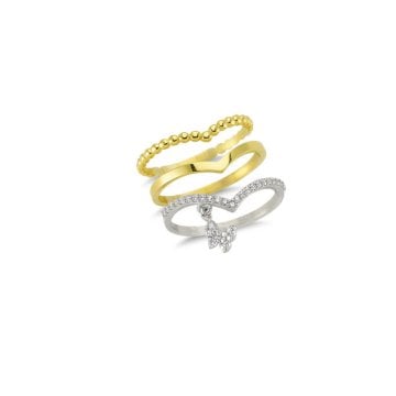 Beelo Gold 14K Altın Tasarım Kelebek Yüzük 
