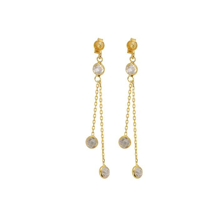 Beelo Gold 14K Altın Sallantı Taşlı Küpe