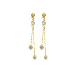 Beelo Gold 14K Altın Sallantı Taşlı Küpe