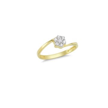 Beelo Gold 14K Altın Tasarım Taşlı Yüzük 