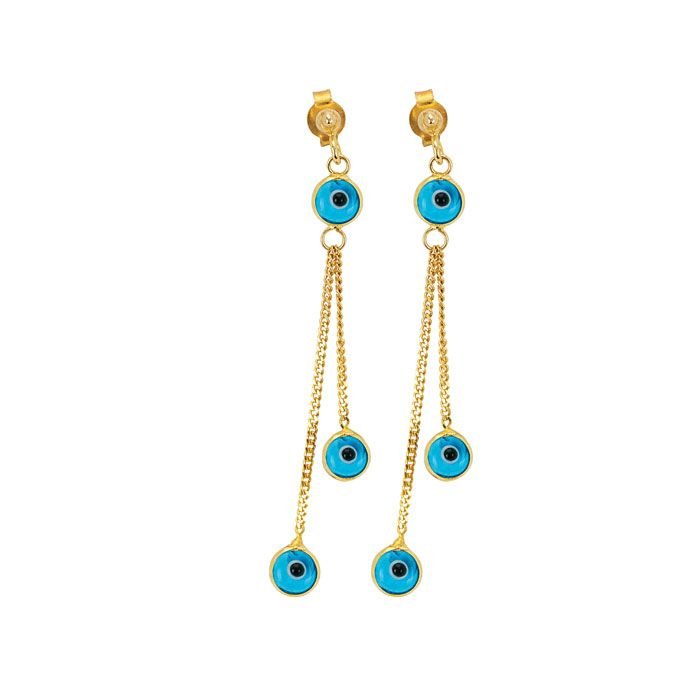 Beelo Gold 14K Altın Sallantı Nazar Küpe