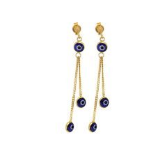 Beelo Gold 14K Altın Sallantı Nazar Küpe