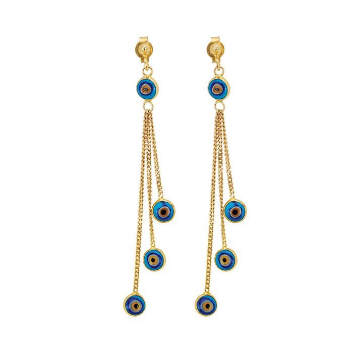 Beelo Gold 14K Altın Sallantı Nazar Küpe