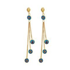 Beelo Gold 14K Altın Sallantı Nazar Küpe