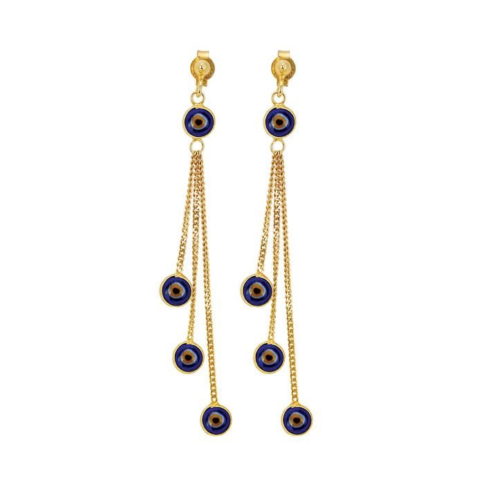 Beelo Gold 14K Altın Sallantı Nazar Küpe