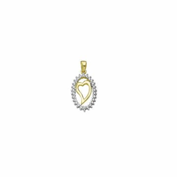 Beelo Gold 14K Altın Tasarım Taşlı Kalp Kolye Ucu