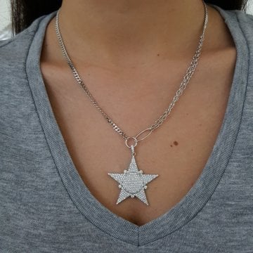 Beelo Silver 925K Gümüş Tasarım Yıldız  Kolye