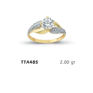 Beelo Gold 14K Altın Tek Taş Yüzük BGTTA485