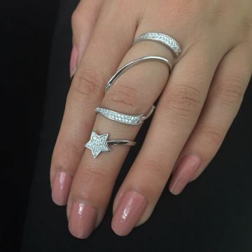 Beelo Silver  925K Gümüş Yıldız Eklem Yüzük