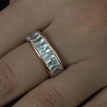 Beelo Silver Siyah 925K Gümüş Baget Taşlı Yüzük
