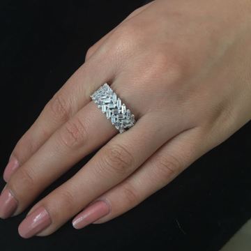 Beelo Silver 925K Gümüş Tasarım Baget Yüzük