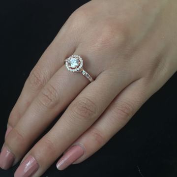 Beelo Silver  925K Gümüş Tek Taş Baget Yüzük