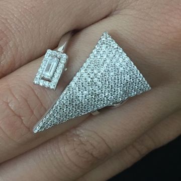 Beelo Silver 925K Gümüş Üçgen Baget Yüzük